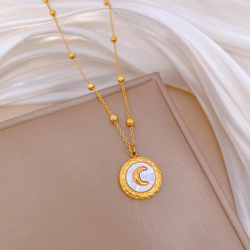 Shell Moon Temperament Personality Minimalist Wind Stove Real Gold Female Collarbone Necklace