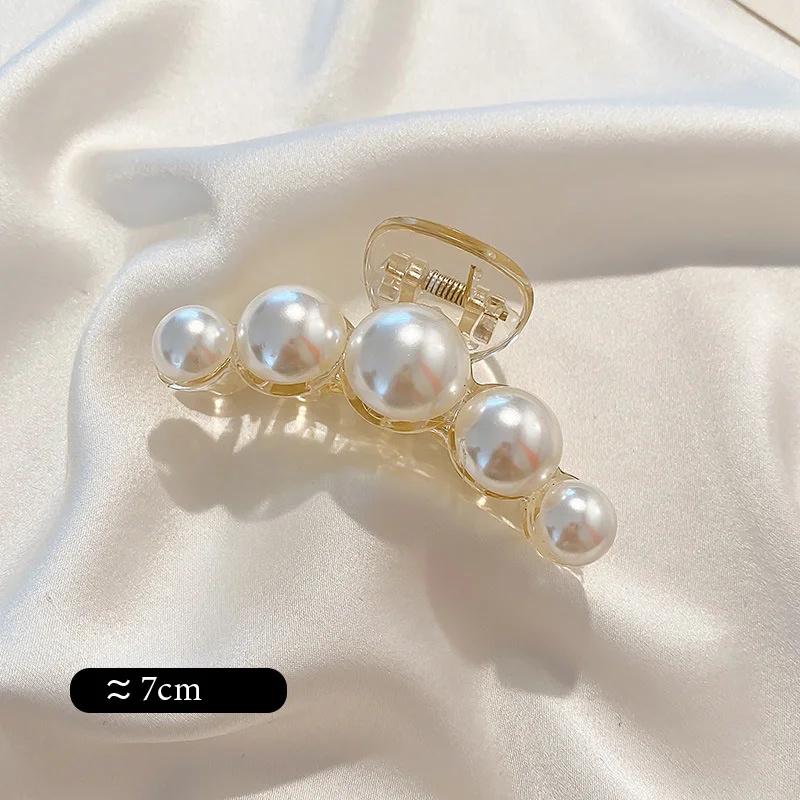 Vintage Pearl Clips Set Large Claw Korean Ponytail Big Barrettes Jaw Hairpins For Women Hair Accessories Hairgrip Gift