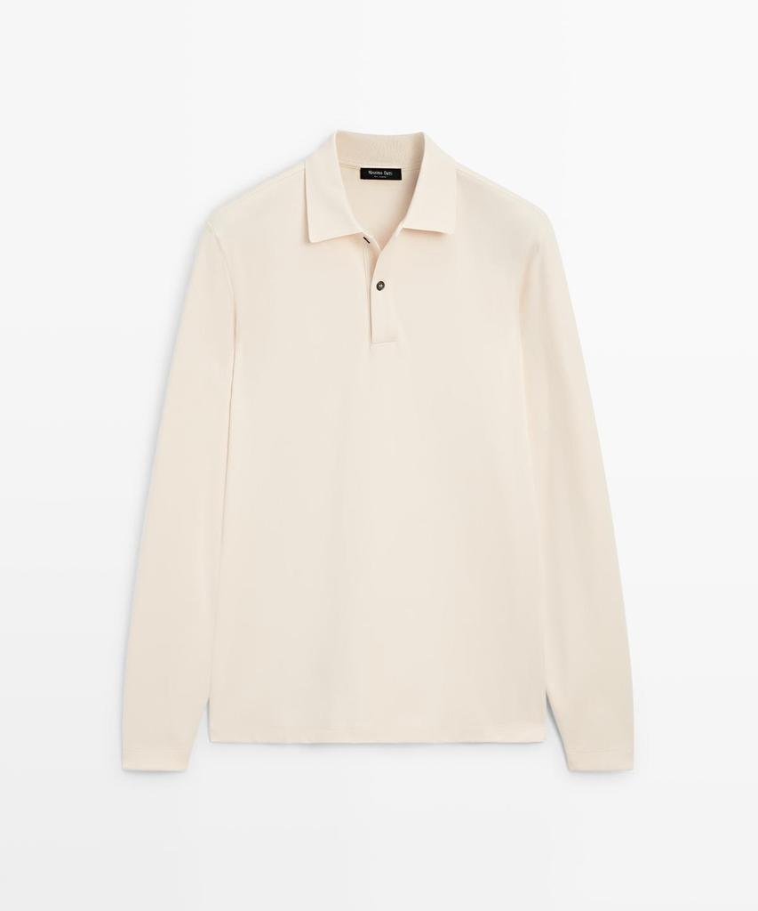 Masimodutti Long Sleeve Polo Shirt With Ribbed Details