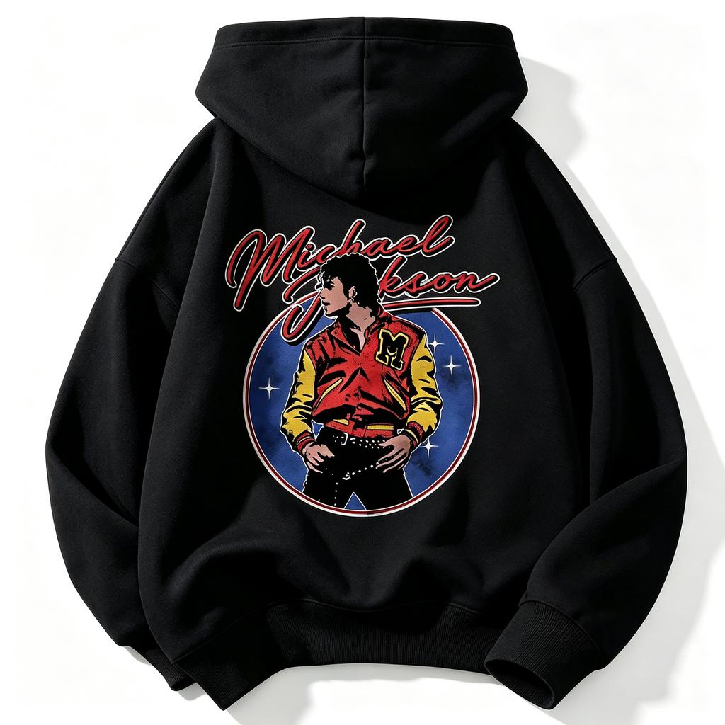 2026 Nieuwe Unisex Oversized Hoodie Michael Jackson Retro Cirkel Portret Achterkant Print Streetwear Herfst Winter Pullover Sweatshirt