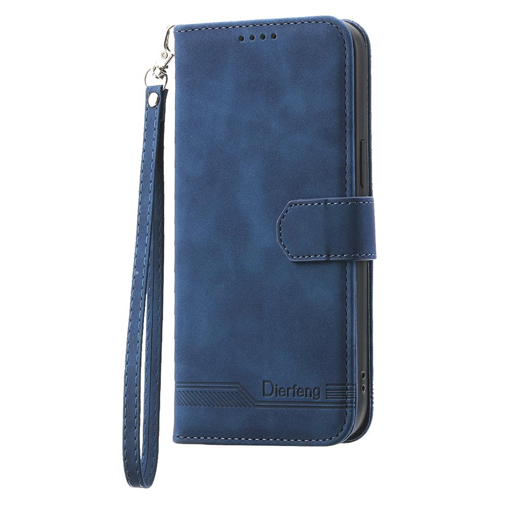 DIERFENG DF-03 For Oppo Reno15 5G (Global) / Reno15c 5G (China) Leather Case Lines Imprint Wallet Phone Cover with Wrist Strap