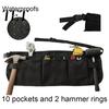Multi Pocket Work Apron Tool Belt Bag with 12 Pockets, Waterproof Adjustable Home Maintenance Holder for Carpenter Electrician, Heavy Duty Organizer