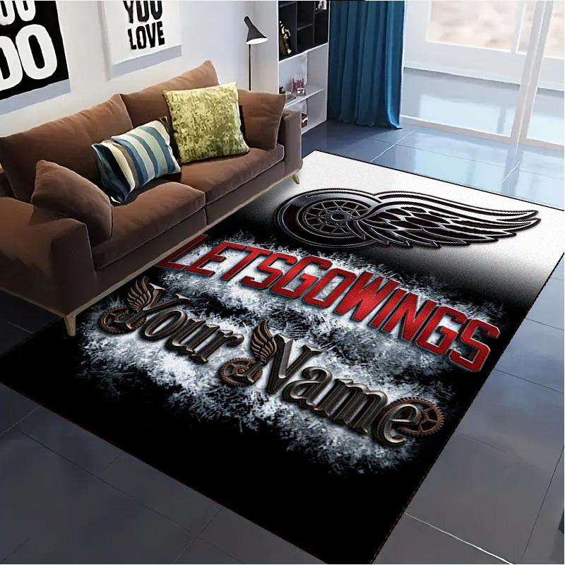 Name Custom Detroit Red Wings Carpet Rug for Living Room Bedroom Home Sofa Decoration,Kids Play Non-slip Floor Mat