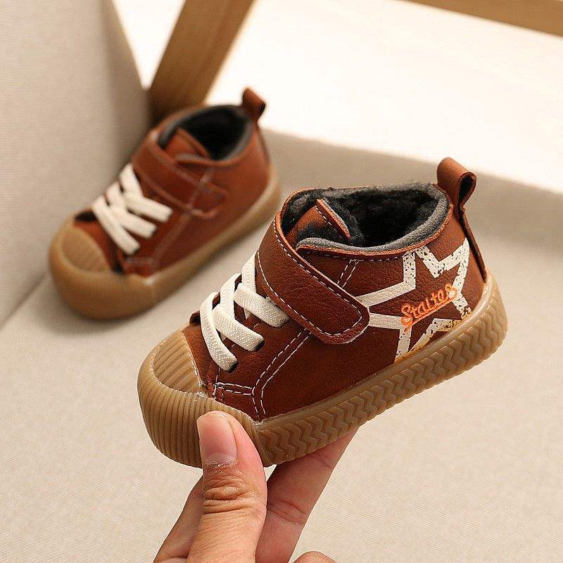 Winter Warm Baby Cotton Shoes 0-2 Years Old Soft-soled Children's Biscuit Shoes Fleece Boys and Girls Board Shoes, Baby Shoes