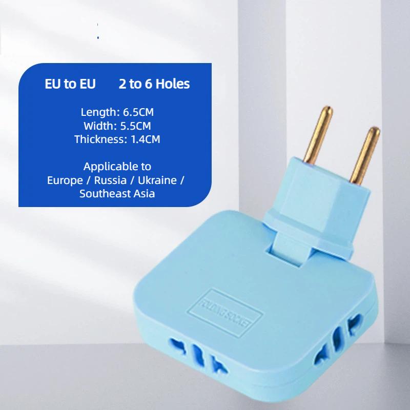 EU Plug 180° Rotatable Multi Outlet Adapter – Slim Travel Converter