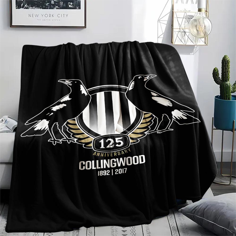 1PC Collingwood Football Club Print Flannel Blanket, High quality All Seasons, Home Decor, Warmth and Comfort, Perfect for Christmas Gifts