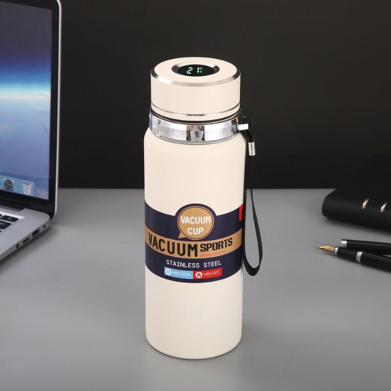 Isolierbecher aus Edelstahl mit Griff Katzenauge Sportwasserflasche Doppelschichtig Vakuum Smart Sun Pot