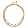Classic design, 18K gold square white zirconium pendant, diamond chain, blade chain, three-layer necklace jewelry