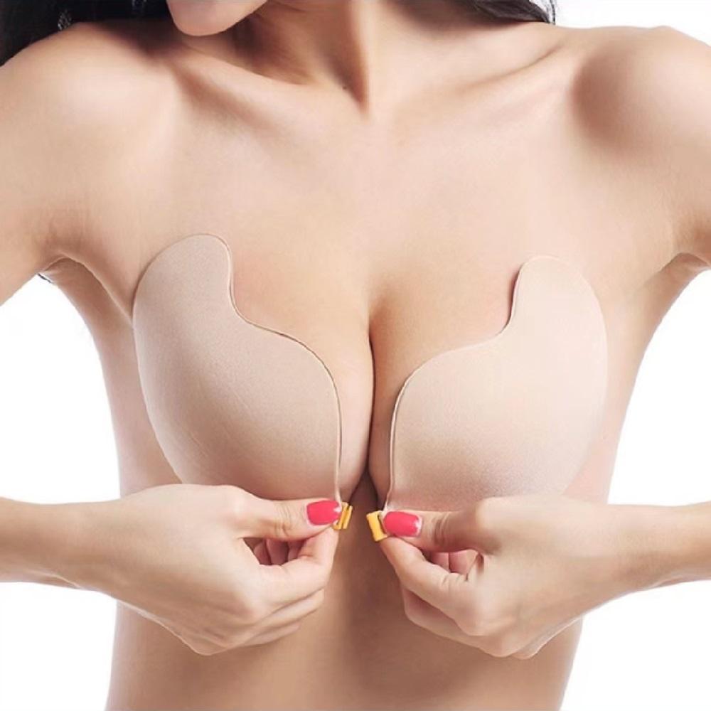 Women Silicone Sticky Invisible Nipper Cover Backless Bra Strapless Push Up Lift Breast Seamless Bralette Front Closure Adhesive