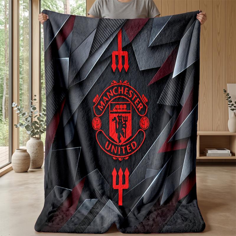Manchester United Theme Blanket Soft Flannel Blanket Plush Throw Blanket Cozy Sofa Bed Blanket for Home Decor