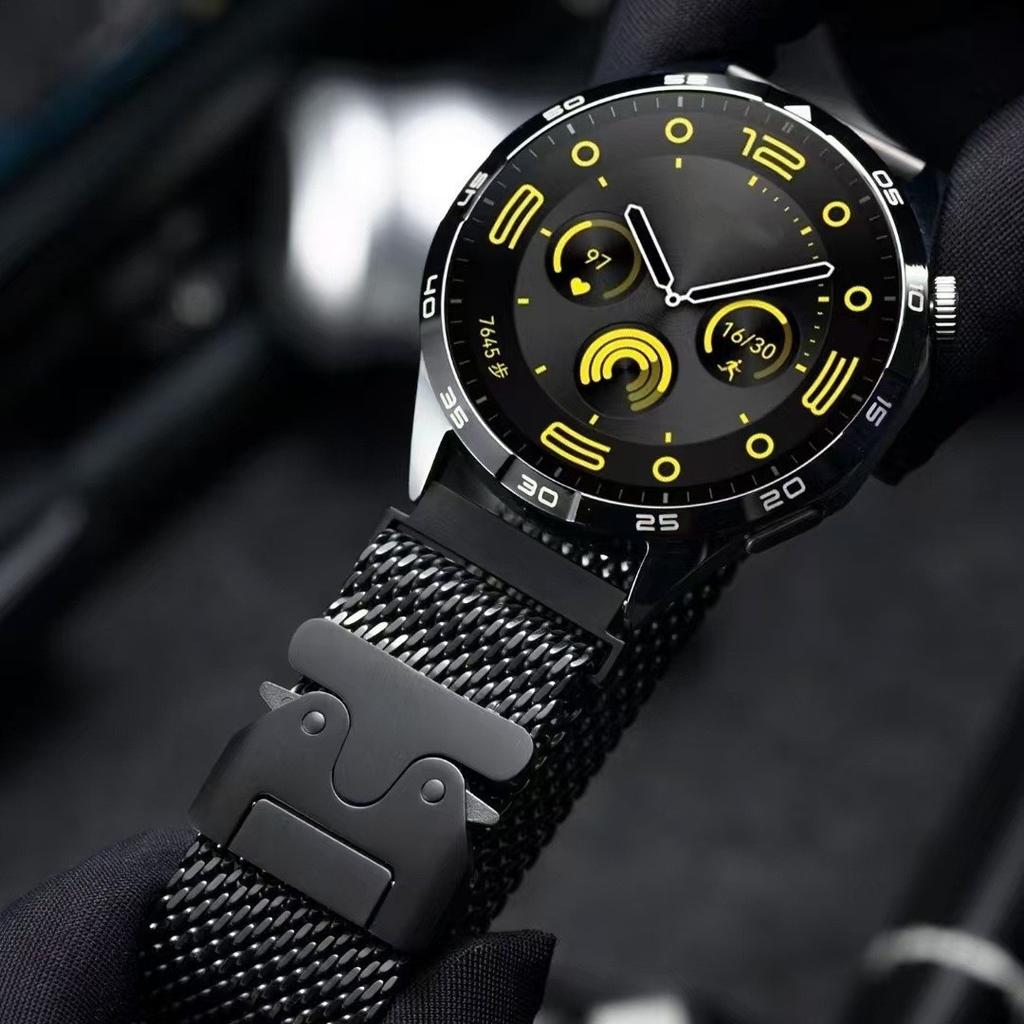 20mm 22mm Titanium Parachute Buckle Strap for Huawei Watch GT5 5Pro GT4 3 2e 46mm Luxury Milanese Bracelet for Samsung Galaxy Watch 7 6 5 4 Metal Band