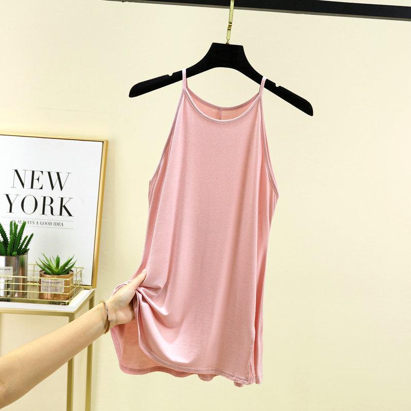 Women's Slim Fit Black Halter Neck Camisole - Summer Side Slit Vest