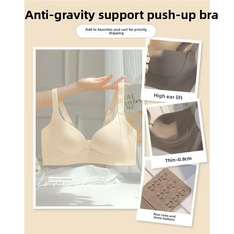 Lifting Queen Thin Seamless Wireless Bra, Push Up Bust Lift Side Gathering Breathable Small Bust Enhancing Women Bra