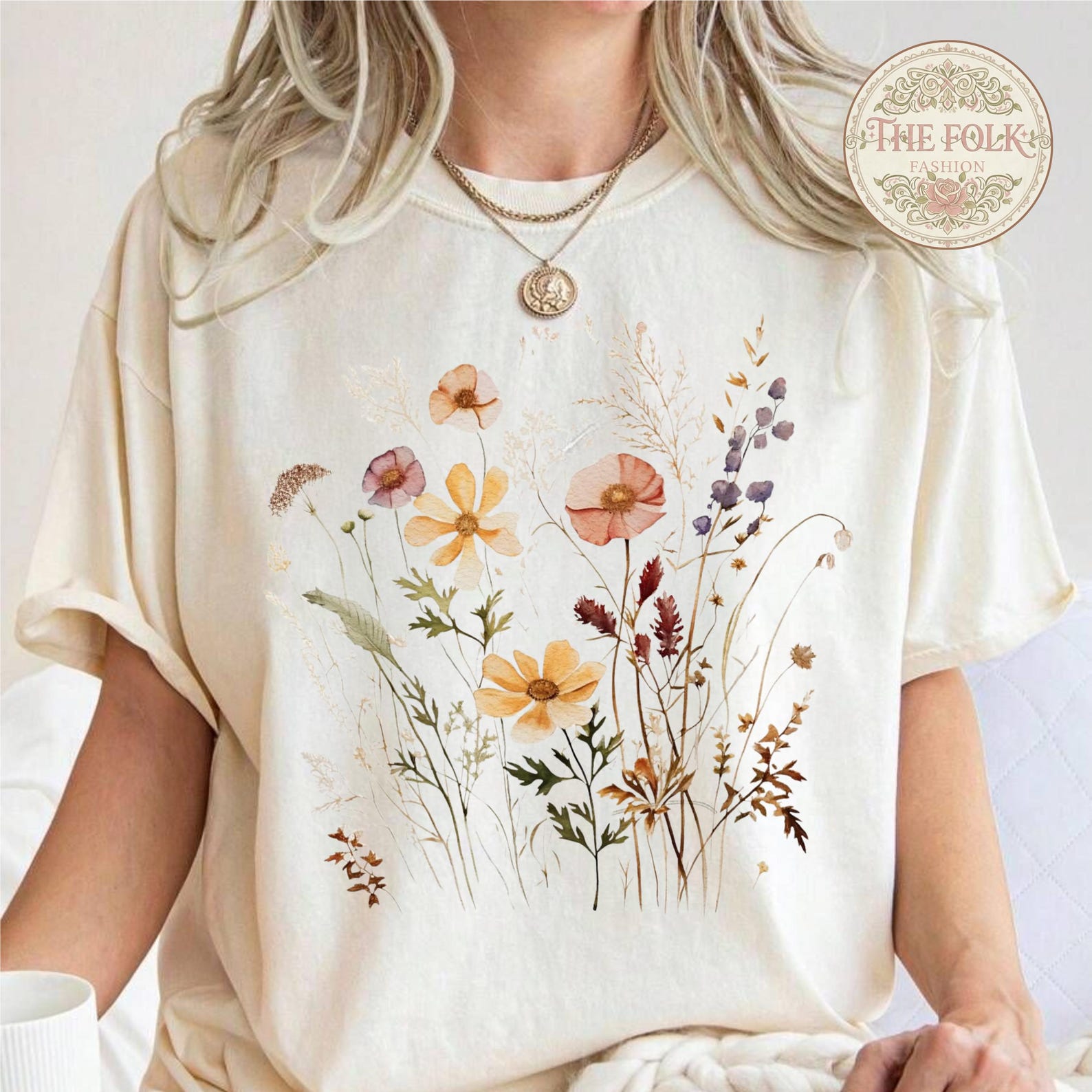 Wildflower Meadow Shirt, Aesthetic Watercolor Floral Tee, Earthy Botanical Graphic Tshirt, Comfort Colors Nature Lover Gift, Boho Flower Top 2XL