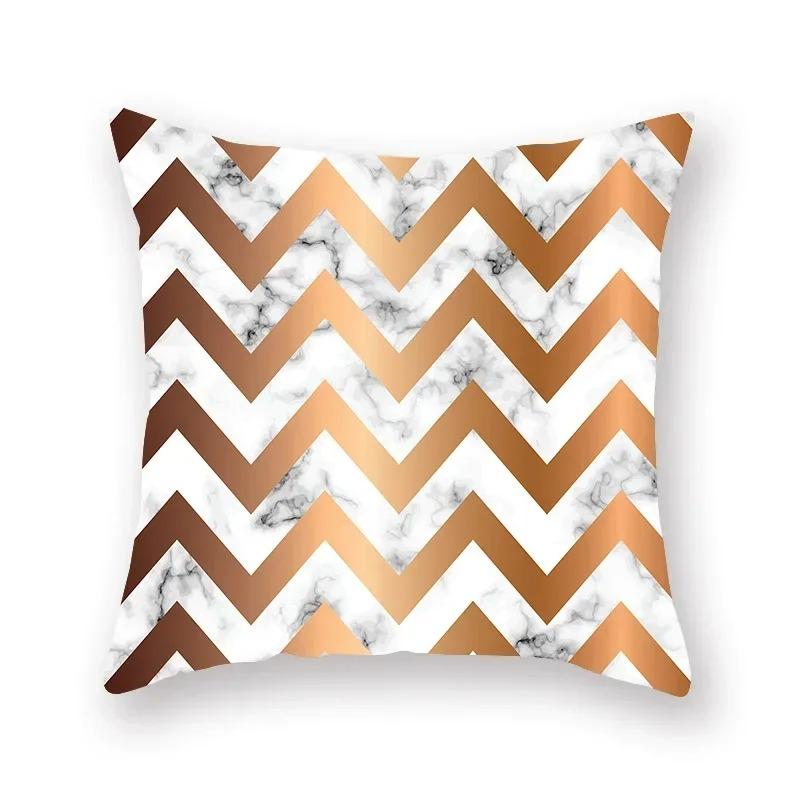 Marble Sofa Decoration Gold Black Geometric Cushion Cover Sofa Stripe Bedroom Living Room Throw Pillow Cover