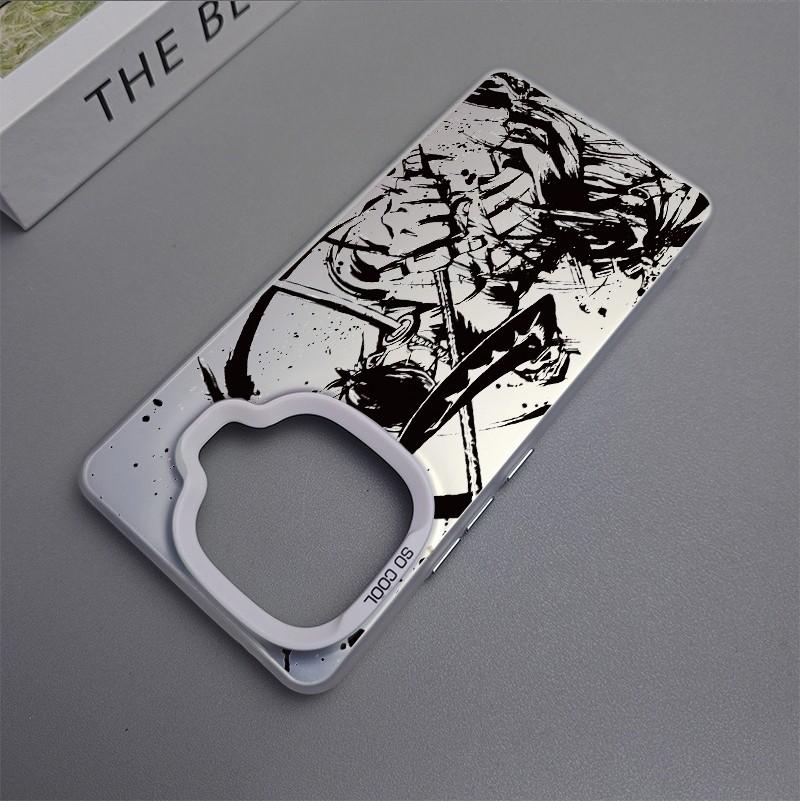 Modetrend Anime One Piece Tuschemalerei Zoro ACE Bunt Mattiert Laser Vollabdeckung PC Stoßfeste Handyhülle für IQOO Z9 Turbo Z9X