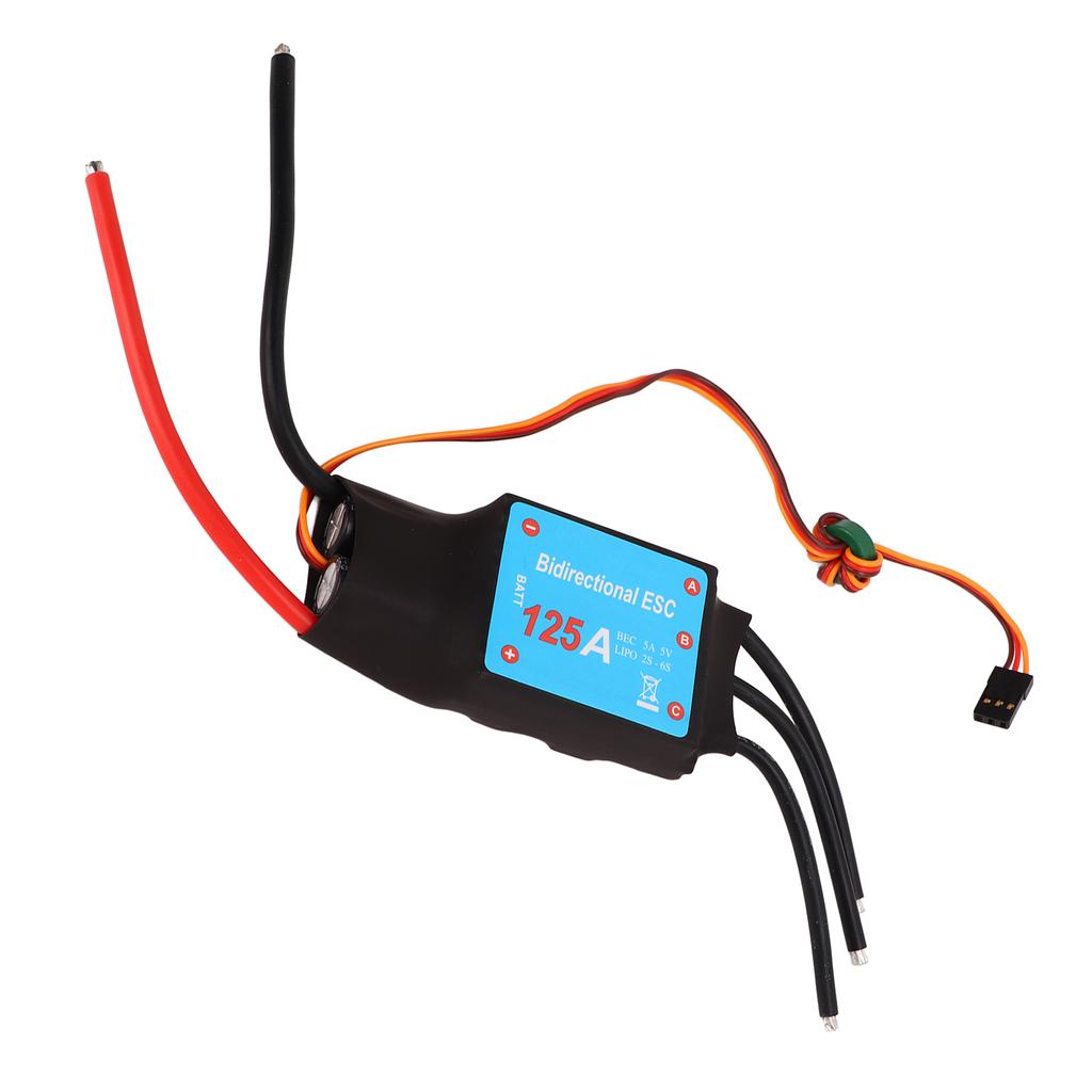 Brushless ESC Black 125A Brushless ESC RC Boat Two Way Water Cooled ESC for RC Boats Underwater