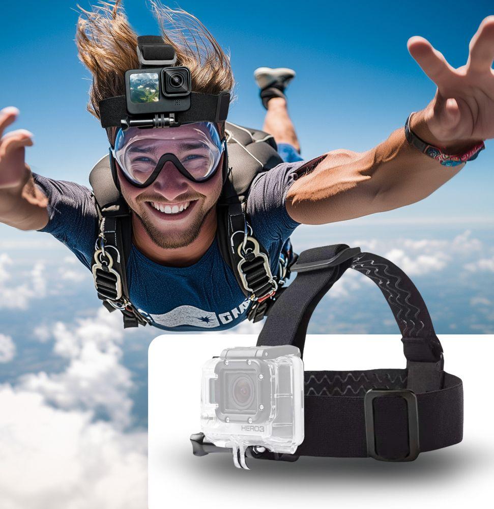 Stirnband für GoPro DJI GA100 Action-Kamera Kopfhalterung - Schwarz