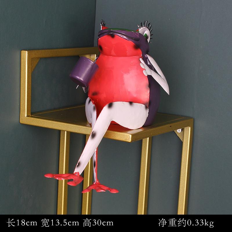 Skulpturhage Skulpturer Familie Kreativ Dekorasjon Innendørs Utendørs Resirkulert Metall Kaffe Frosk Hagestatue Ornament Statue