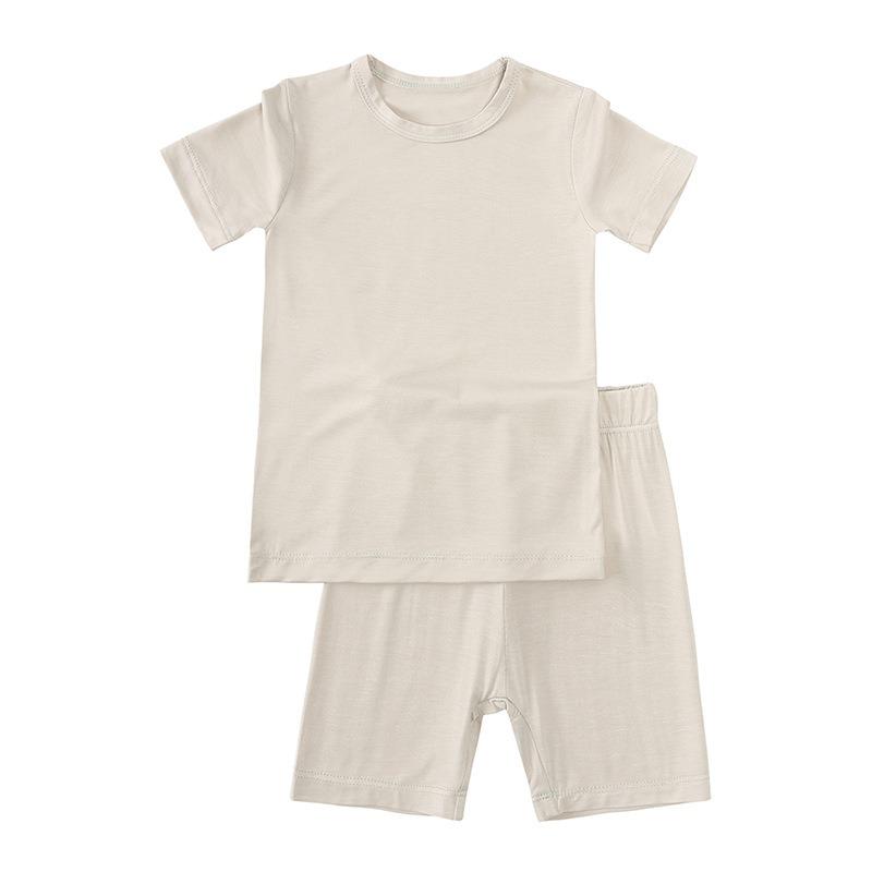 Bamboo Fiber Kids Boys Girls Clothes Set Breathable Pajamas Short Sleeve Top+Shorts Baby Loungewear Children's Sleepwear