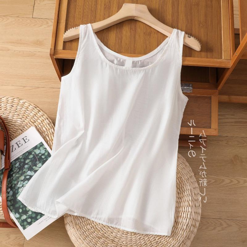 Womens Linen Cotton Solid Gray Cami Top Casual Sleeveless A Line Tank Top