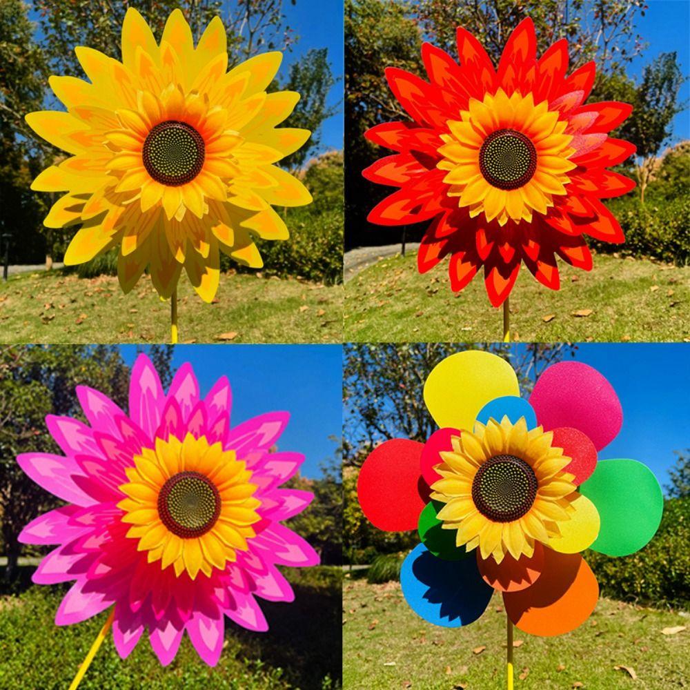 Plusieurs Styles Tournant Tournesol Piquet Debout Pelouse Fleur Moulin à Vent Extérieur Fête Pique-nique Décor