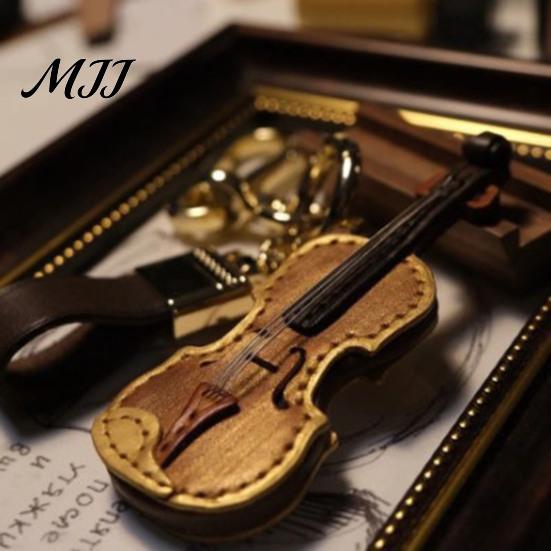 Stylish Instrument Keychain Retro Cello Keychain, Faux Leather Charm with Key Ring, Pendant Players for Car Home Keys, Music Lover Gift
