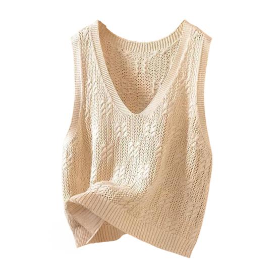 Knitted Tank Top for Women V Neck Sleeveless Hollow Out Crochet Camisole Top Summer Loose Casual Sweater Vest