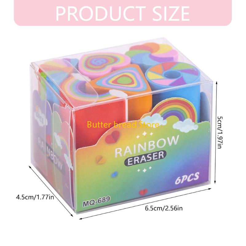 W89C Creative Erasers Rainbow Eraser Painting Erasers Pencil Erasers for Student