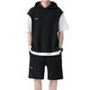 Two Pieces Outfit Men's Casual Sport Outfit Set with Hooded Drawstring Top Elastic Waist Shorts Waffle Texture for Active