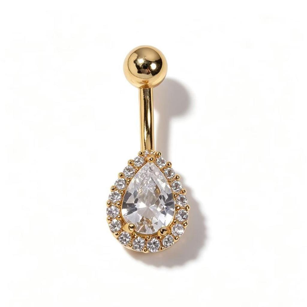 Fashionable Stainless Steel Zircon Belly Button Ring