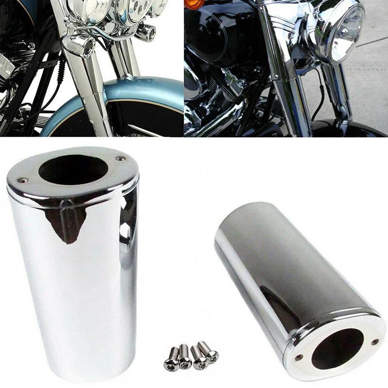 2Pcs Motorcycle Fork Slider Cover Trim For Harley Davidson FLHRS Road King Custom 2004-2007 Motorbike Chrome Parts