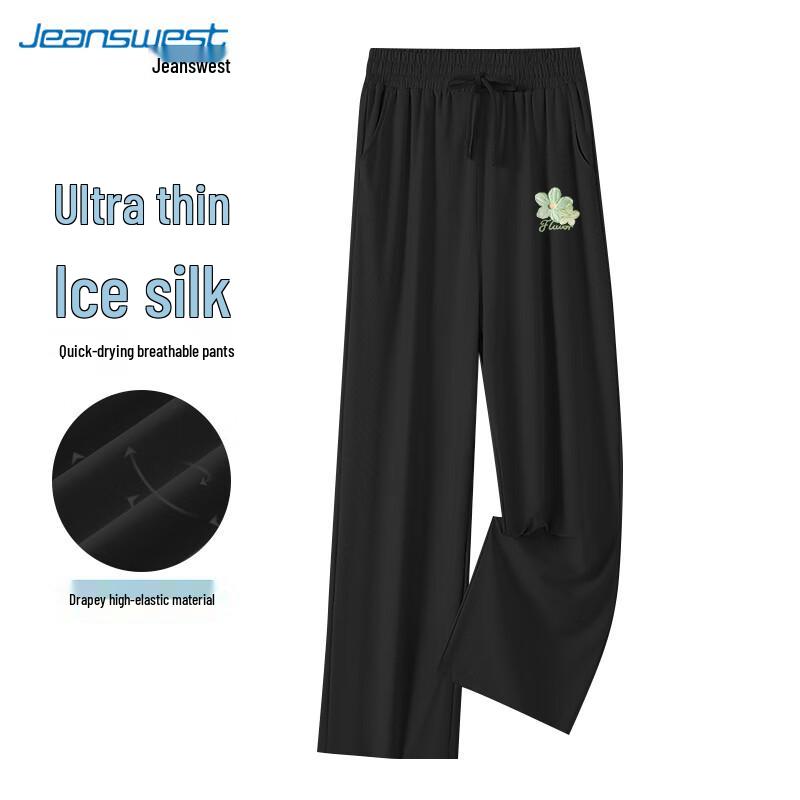 JEANSWEST Women's Ice Silk Wide-Leg Pants