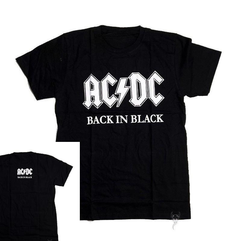 

AC/DC Back in Black Classic Band Pure Cotton Retro Printed Short-sleeved T-shirt Rock Store 4XL