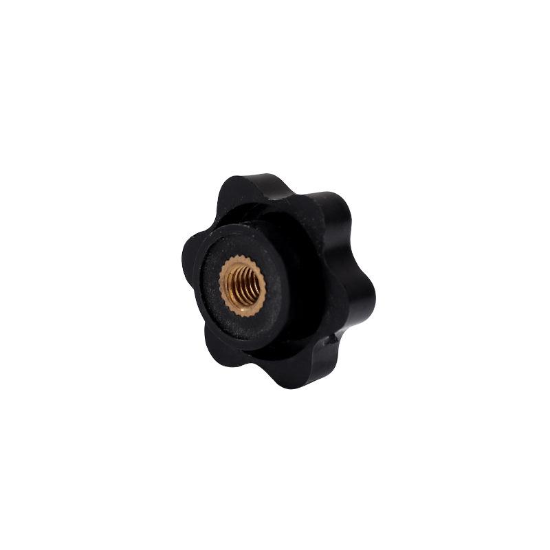 Hexagonal Plum Blossom Plastic Rubber Hand-Tightened Nut with Blind Hole Copper Core Handle, M4-M8.