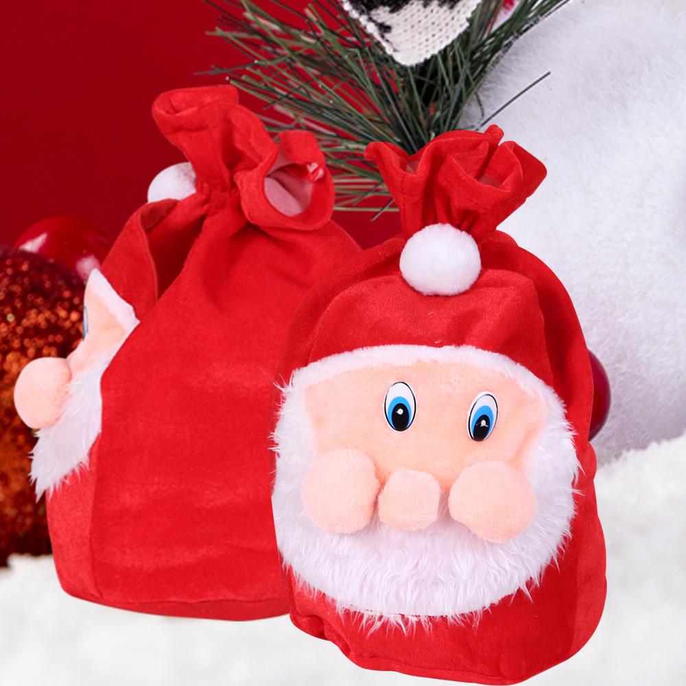 And Festive Fun Large Santa Gift Bag Made Of Plush Material For Decoration Holiday
