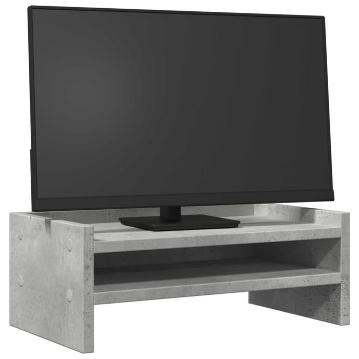 VidaXL Support de moniteur gris béton 42x24x16 cm bois d'ingénierie, support d'écran, étagère de moniteur, base de moniteur 854718