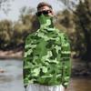 Maglia da Sole Leggera a Maniche Lunghe con Cappuccio e Copertura Facciale Integrata, Traspirante, Resistente ai Raggi UV, Top da Pesca e per Attività all'Aperto da Uomo