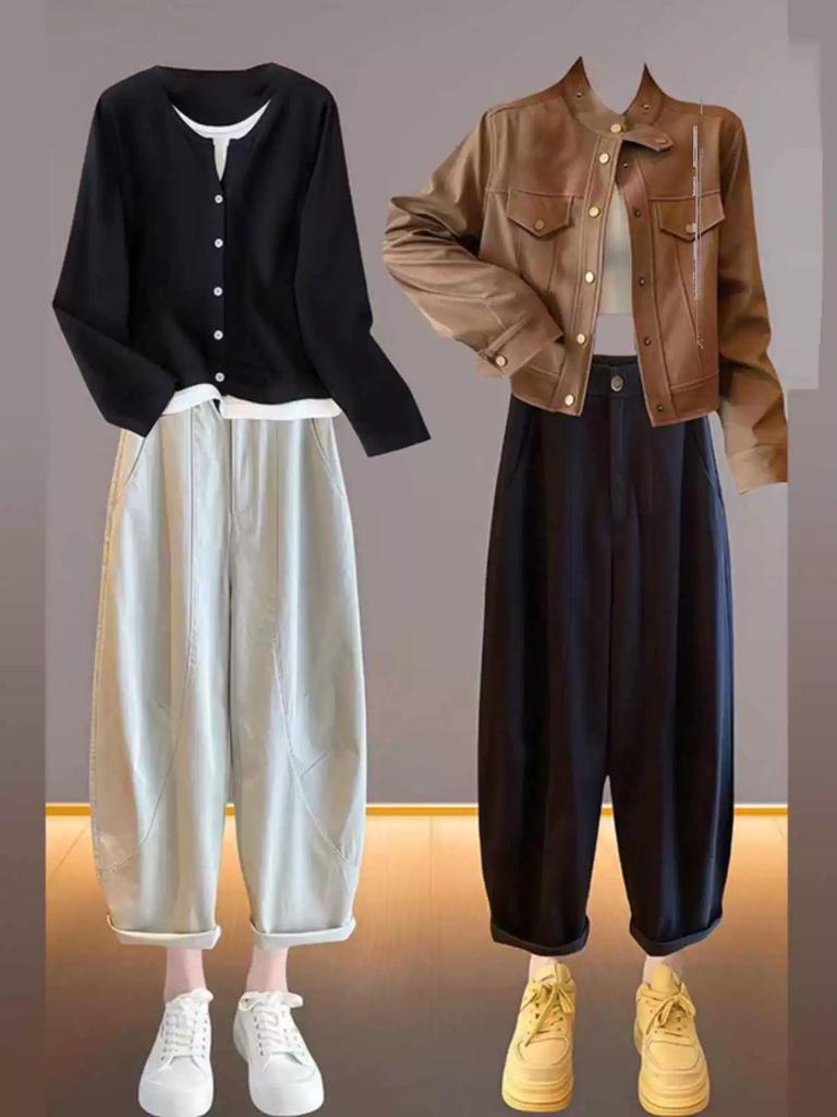 Weitbeinige lässige gebogene Messerhose für Damen im Frühling und Herbst, lockere Passform, hohe Taille, vielseitig, sichelförmige Bananenhose, lange Hose