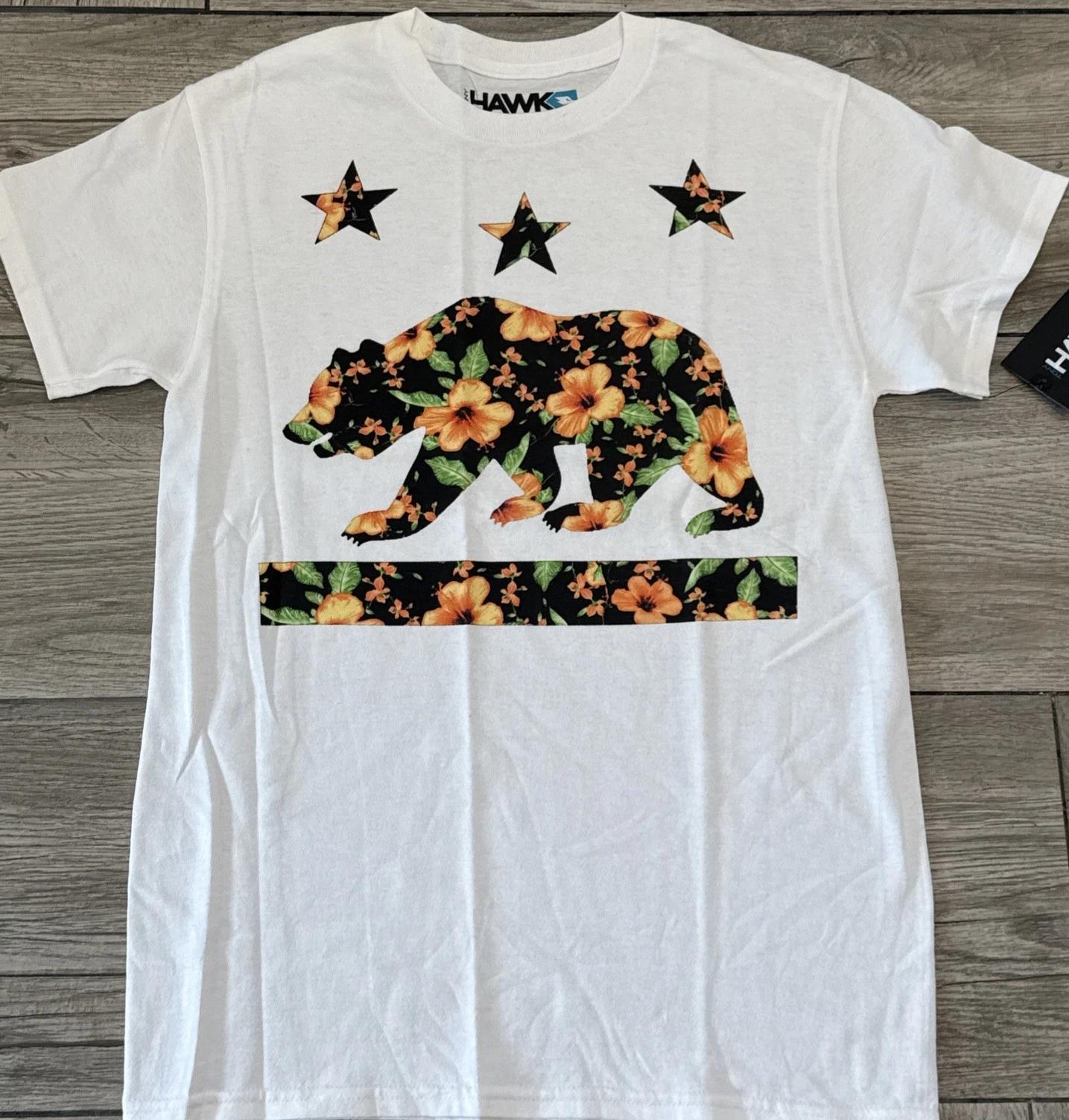 

Tony Hawk White Tee Floral Bear Logo Men s Size Small T-Shirt Tee New old Stock 2XL