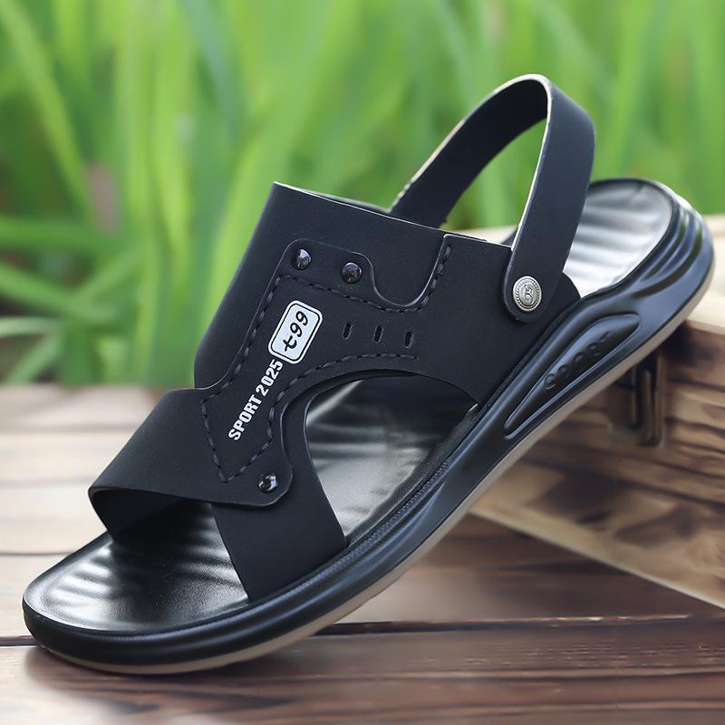 

Sandals men s 2025 summer new breathable trend casual wear sandals dual-purpose beach driving shoes 2025 38 чёрный