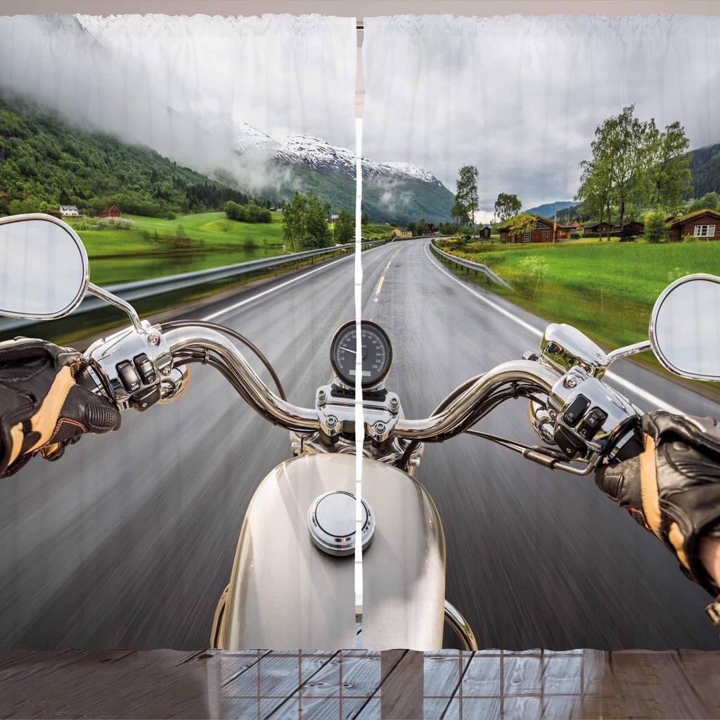 Curtain Motorcycle Series Kusa Style 3D Digital Printing High Density Shading