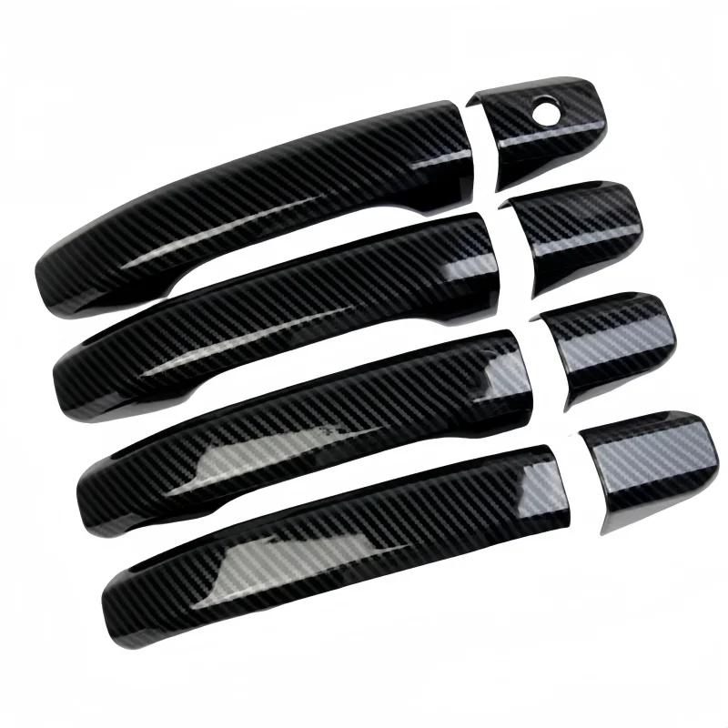Door Handle Cover For Chevrolet Silverado GMC Sierra 2015- Glossy Black Carbon Fiber Chrome Car Trim Styling Accessories