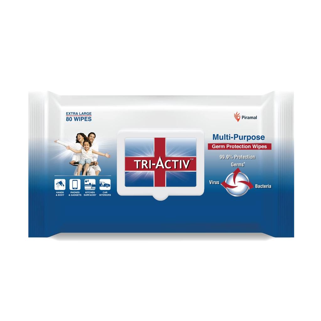 Tri-Activ Disinfecting Multipurpose Germ Protection Wipes 80 Count Extra Large Aloe Vera Pack