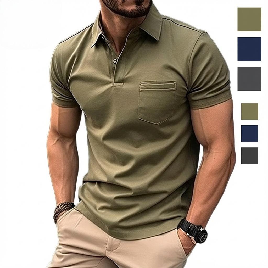 Polo da uomo a tinta unita con taschino sul petto – un top sportivo versatile