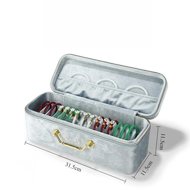 

Velvet Jewelry Box Large Bracelet Storage Container Boxes Anti-fall Jewellery Packaging Box Divided Compartment Bracelet Boxes сірий