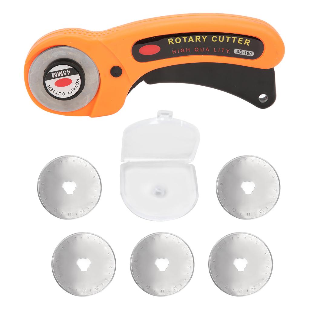 Fabric Cutter Manual Cloth Cutting Round Hob with Replacement Blades for Sewing Leather5 Blades