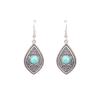 Ethnic Vintage Blue Beads Waterdrop Round Earrings for Women Boho Creative Geometric Silver Color Dangle Earrings Jhumka Jewelry