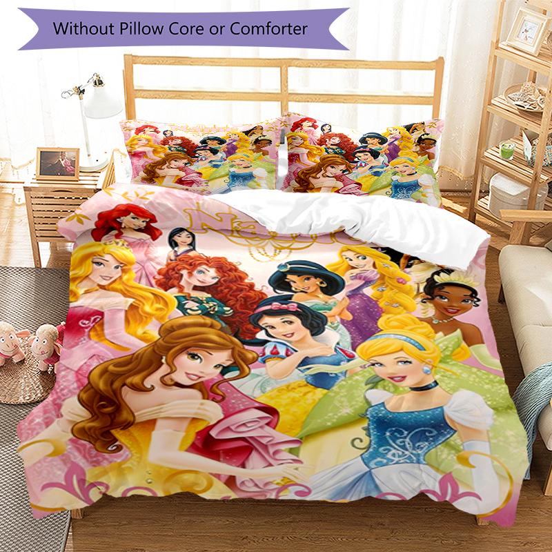3pcs Custom Name Princess Bedding Set Duvet Cover Closure Includes 1 Duvet Cover & 2 Pillowcases, Soft and Comfortable for All Seasons.