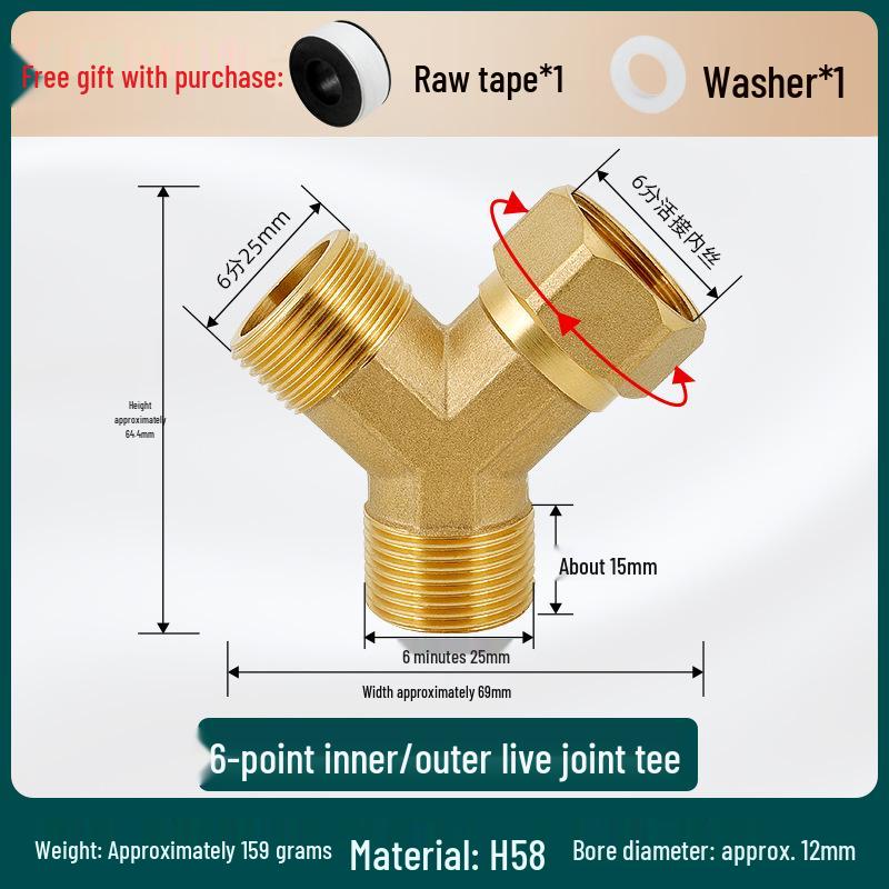 Conector Rápido de Cobre Puro de Gran Caudal Macho/Hembra Tipo Y con Tuerca Móvil Codo Distribuidor de Agua